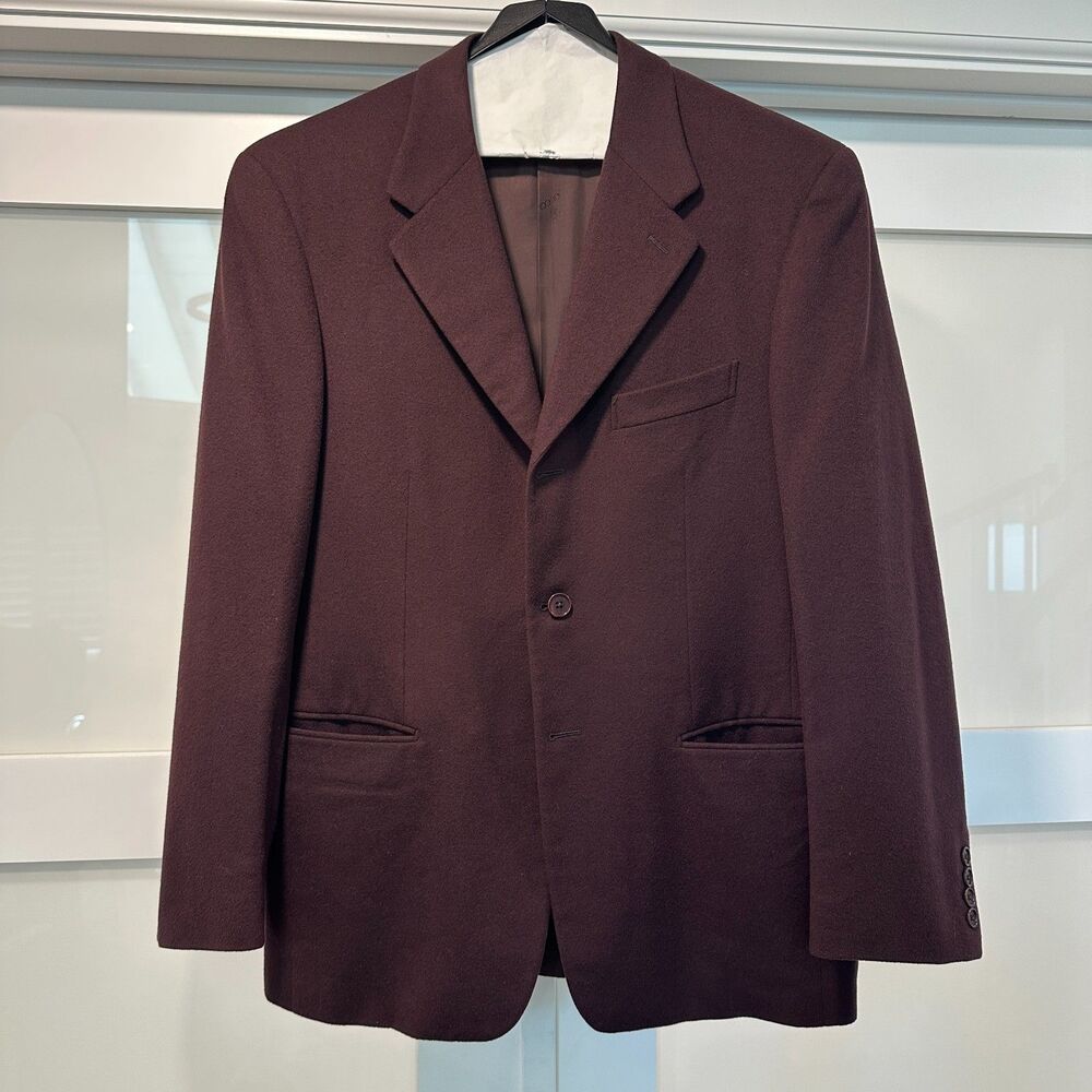 Vintage Gucci Burgundy Virgin Wool Cashmere Blazer Jacket Sport Coat Italy 40R